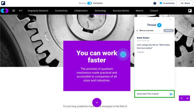 Reply to a comment in the thread
