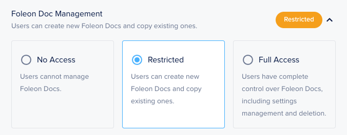 Restricted access to Foleon Doc Management