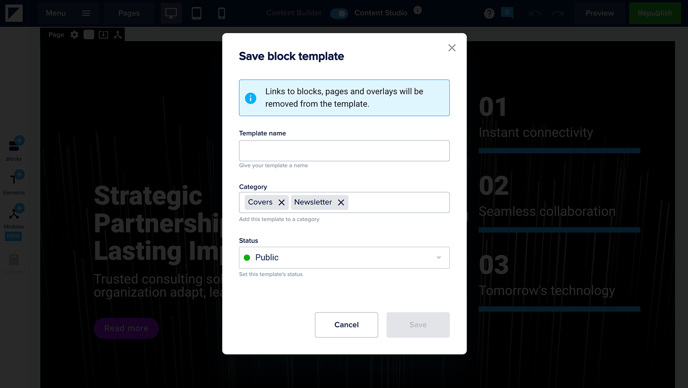 Save as Template - Assign Category