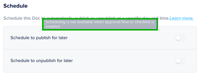 Scheduling not available with approval flow