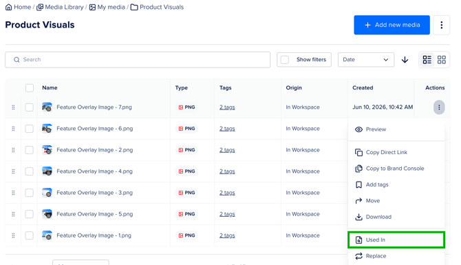 See asset usage