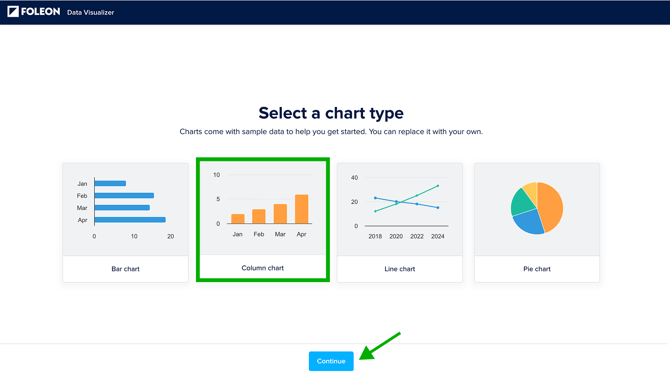 Select chart type and click continue