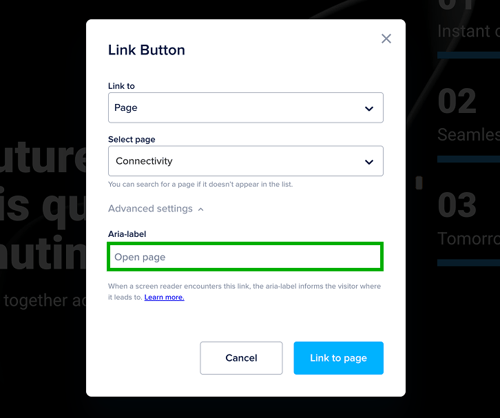 Set an ARIA label for your link