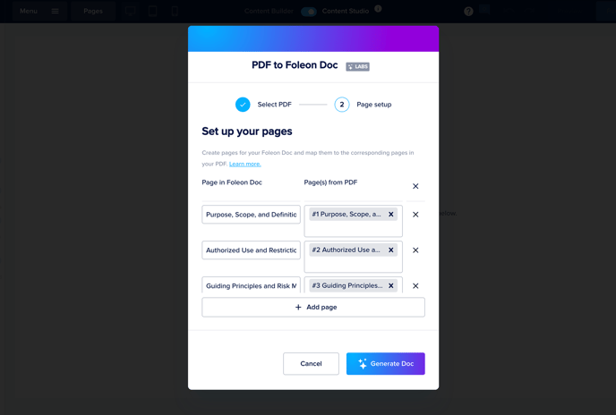 Set up and map your pages