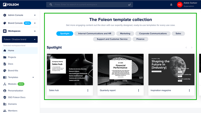Start new Doc from Foleon templates