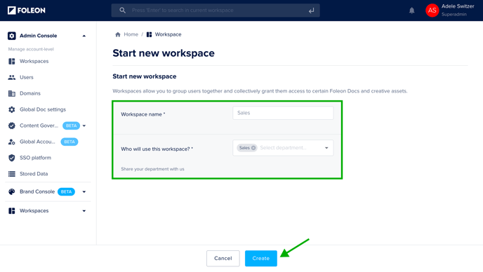 Start new workspace-1