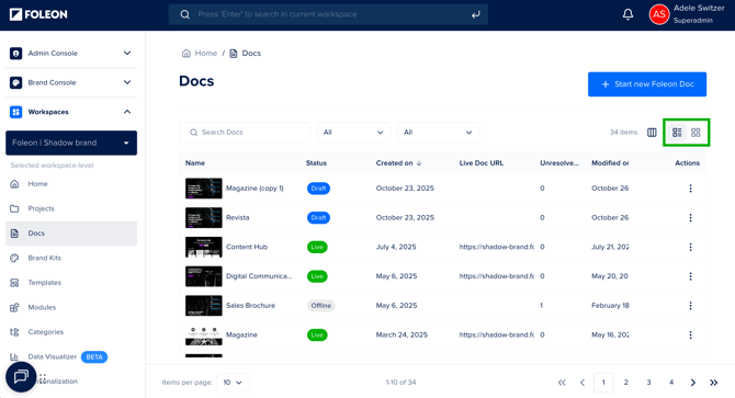 Switch between grid and list view
