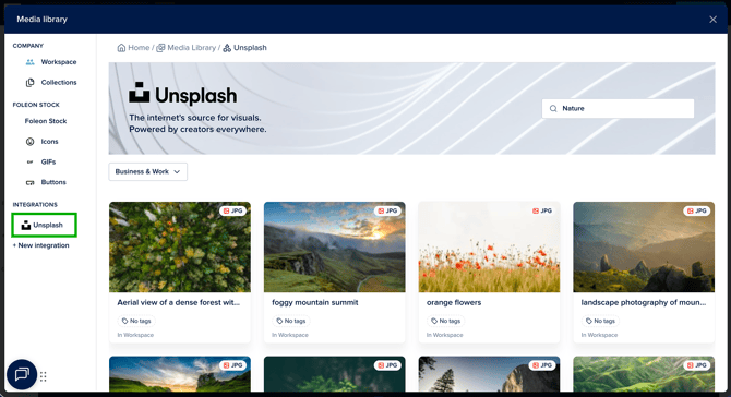 Unsplash integration