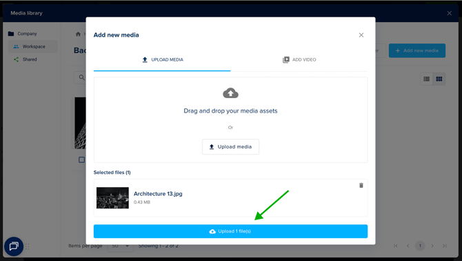 Upload files to media library