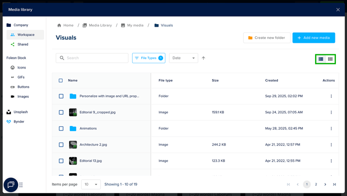 View options - grid or list
