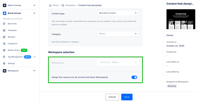 Workspace Selection - Templates