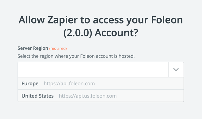 Zapier - select region