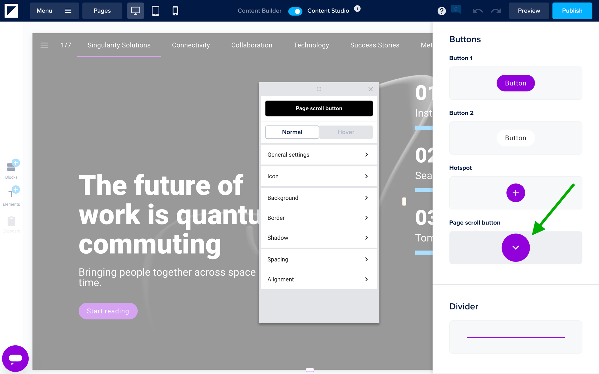 All about the page scroll button