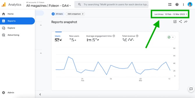 Screenshot date range