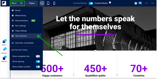 Step 1 - Menu - Text assistant-1