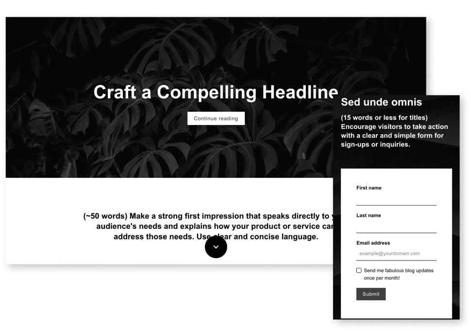 Landing page template