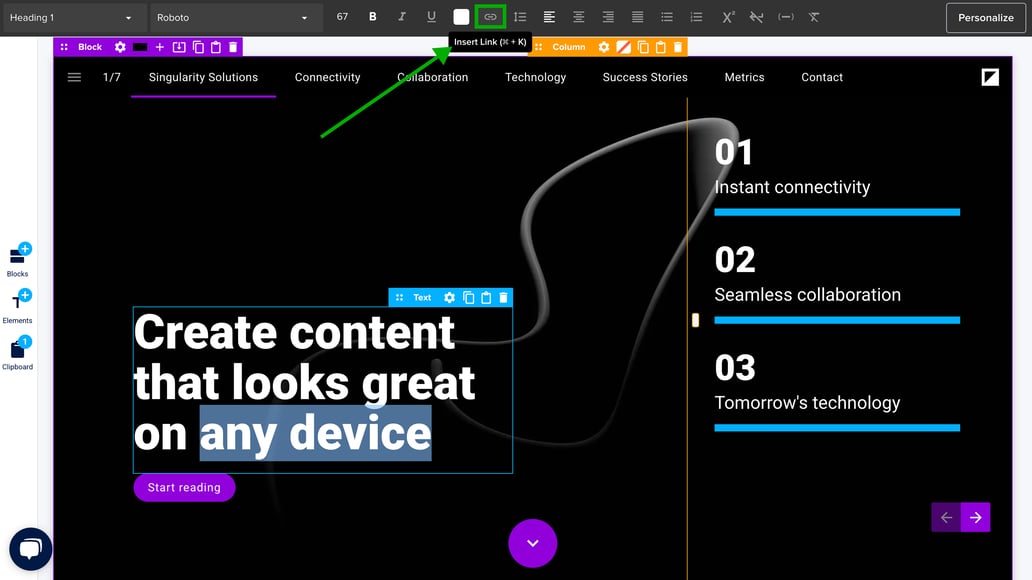 How to create a text link