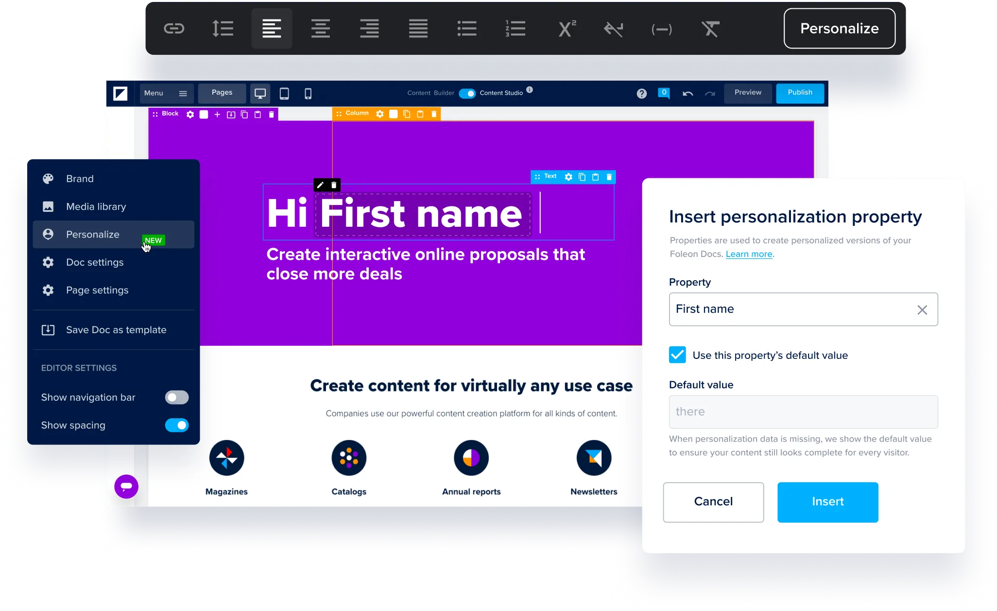 Personalization LP hearder